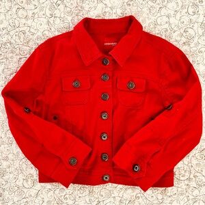 Highway Jeans Kids Red Denim Tab Sleeves Jean Jacket Y2K Trucker Classic